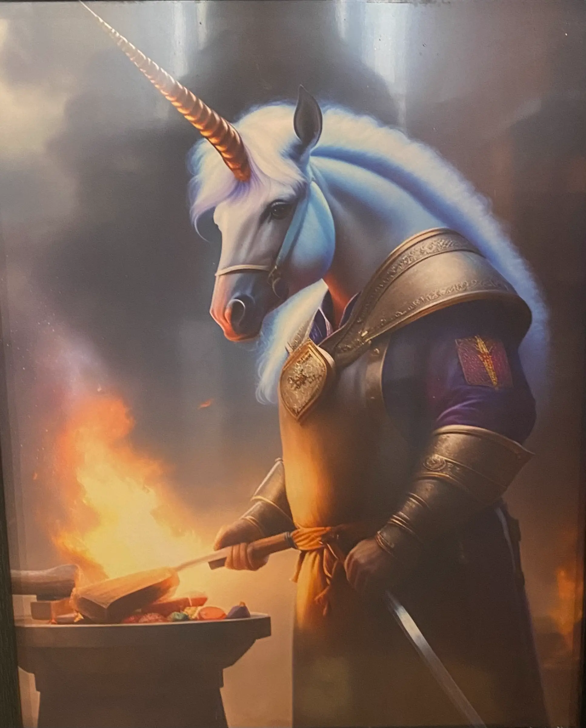 portrait-d'une-licorne-portant-une-armure-medievale
